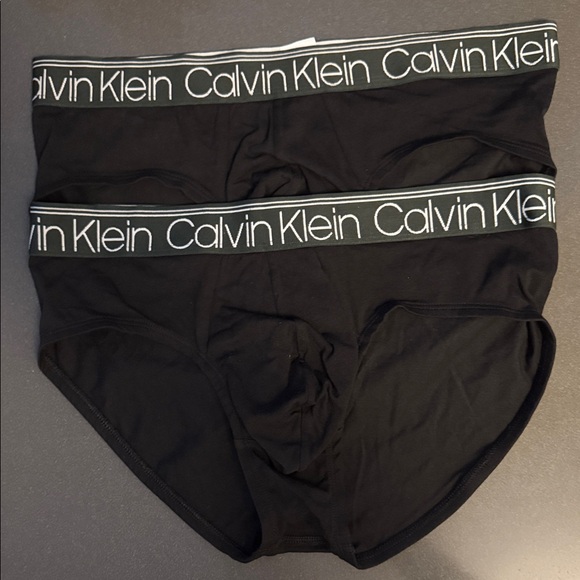 New Calvin Klein Black Cotton Hip Briefs Underwear with Logo Waistband - Picture 1 of 3